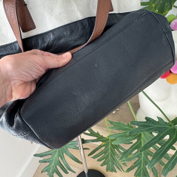 Fossil Keely Tote Bag Purse Color Block Pebbled Leather Crossbody Strap - Picture 9 of 16